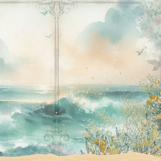 Papier Carnet d'écritures du journal de découpage de la p (Coastal Beach Decoupage Junk Journal Scrapbook Paper)