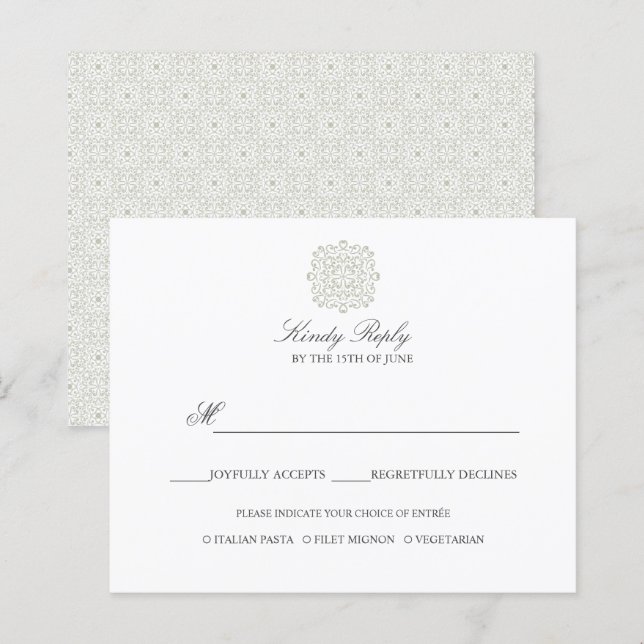 Papier Carreaux chic élégant MARIAGE RÉPONDRE, option de  (Devant / Derrière)