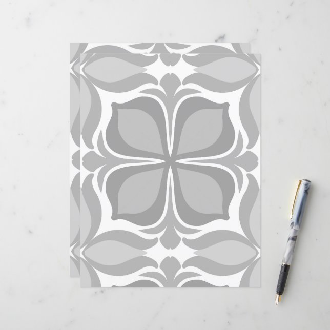 Papier Carreaux géométriques neutres (Devant/Arrière en situation)