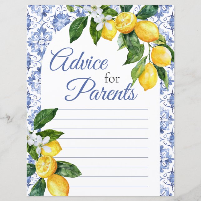 Papier Carrelage bleu méditerranéen Citron Conseils pour  (Devant)