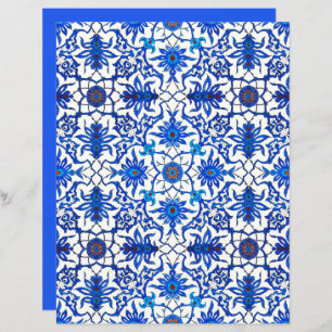 Papier Carrelage chinois Art Nouveau, Cobalt Bleu & Blanc