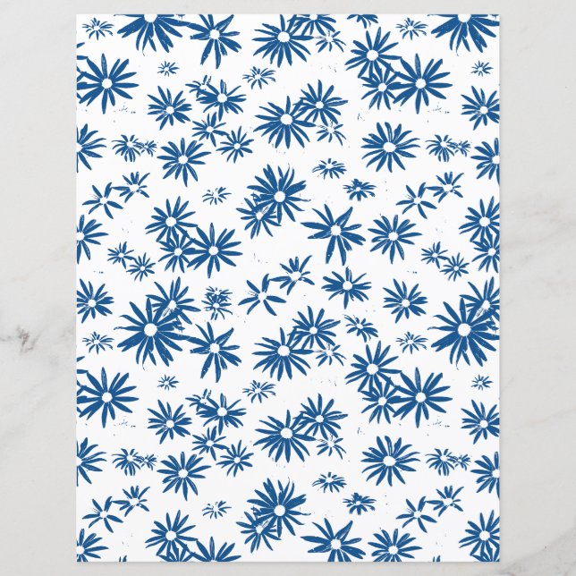 Papier Carstock floral bleu à deux côtés (Devant)