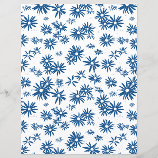 Papier Carstock floral bleu à deux côtés