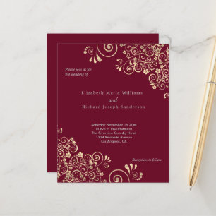 Papier Carton de mariage Budget Bourgogne Doré Spirales