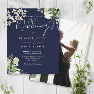 Papier Carton de mariage photo bleu marine feuillage Budg