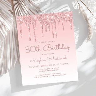 Papier Carton d'invitation 30 ans anniversaire rose Budge