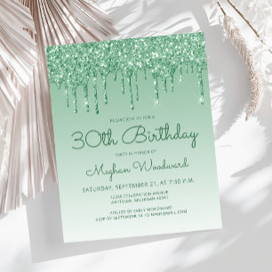 Papier Carton d'invitation 30e anniversaire Budget Glitte