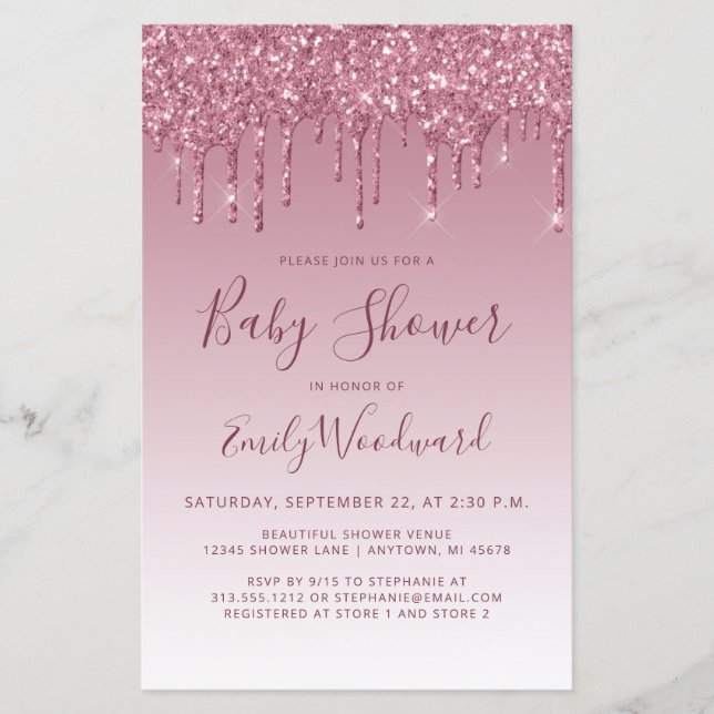 Papier Carton d'invitation à une Baby Shower Burgundy à p (Devant)