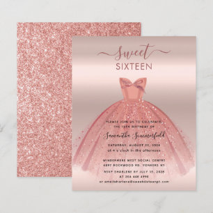 Papier Carton d'invitation à une fête de 16 ans avec écri