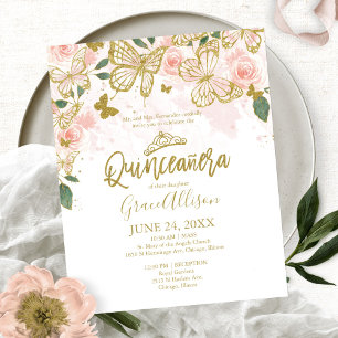 Papier Carton d'invitation budget papillon pour Quinceane