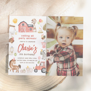 Papier Carton d'invitation d'anniversaire à thème animaux
