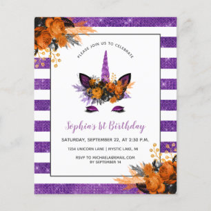 Papier Carton d'invitation d'anniversaire licorne paillet