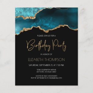 Papier Carton d'invitation d'anniversaire Teal Agate pour
