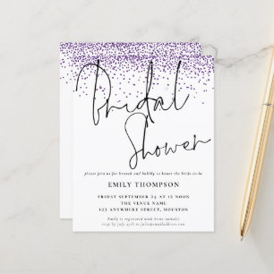 Papier Carton d'invitation de mariage à paillettes violet