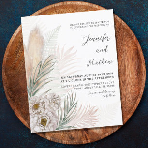 Papier Carton d'invitation de mariage aux fleurs blanches