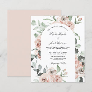 Papier Carton d'invitation de mariage aux roses florales
