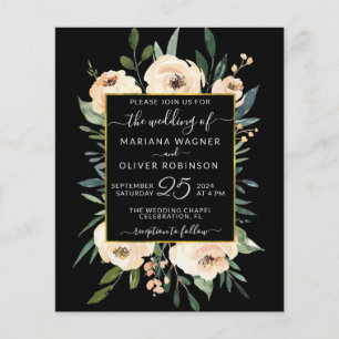 Papier Carton d'invitation de mariage beige floral doré n