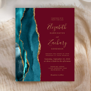 Papier Carton d'invitation de mariage Burgundy Agate sarc