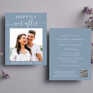Papier Carton d'invitation de mariage Chic Code QR Photo 