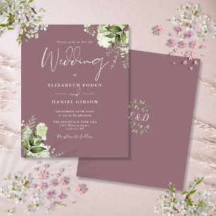 Papier Carton d'invitation de mariage mauve de verdure de