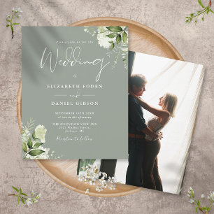 Papier Carton d'invitation de mariage photo feuillage ver