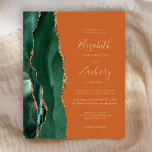 Papier Carton d'invitation de mariage Vert Émeraude Agate