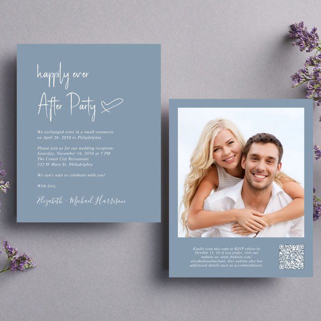 Papier Carton d'invitation de réception de mariage avec c (An chic Happily Ever After Party all-in-one invitation for your wedding celebration)