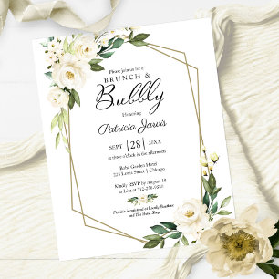 Papier Carton d'invitation floral pour brunch et bulles à