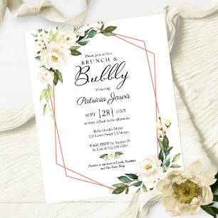 Papier Carton d'invitation floral pour brunch et bulles à