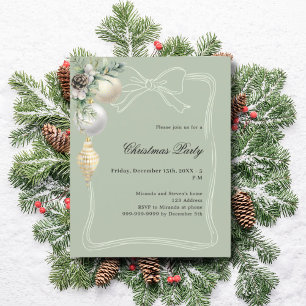 Papier Carton d'invitation pour la fête de Noël avec noeu