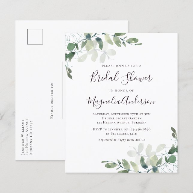 Papier Carton d'invitation pour une baby shower écolo à p (Devant / Derrière)