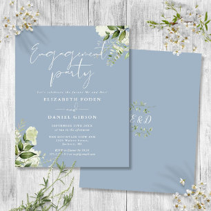 Papier Carton floral bleu poussiéreux de mariage pas cher
