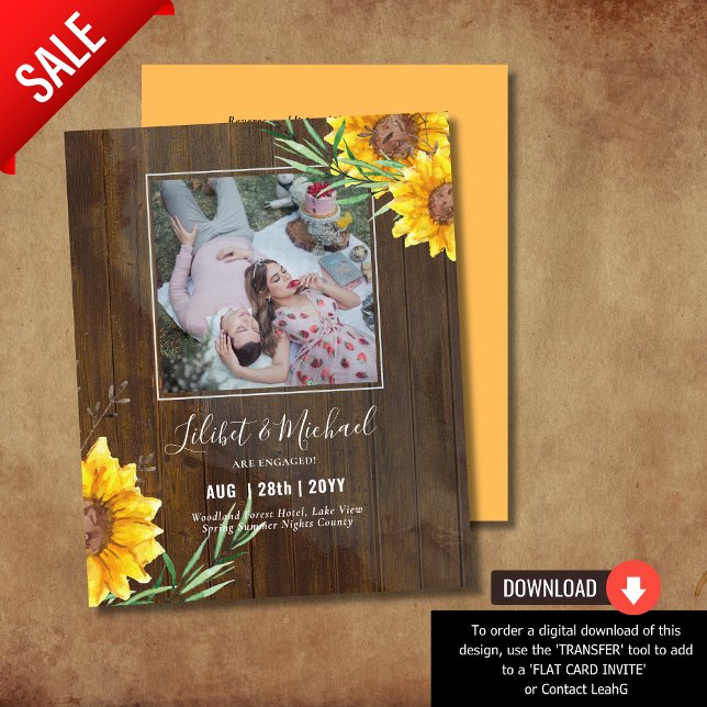 Papier Cartons d'invitation de fiançailles BOHO PHOTO Tou (Créateur téléchargé)