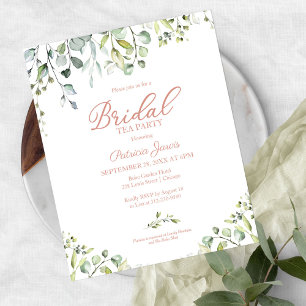 Papier Cartons d'invitation de thé de mariage verdure à p
