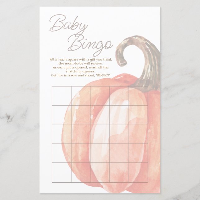 Papier Cascade d'automne Baby shower Citrouille orange Bi (Devant)