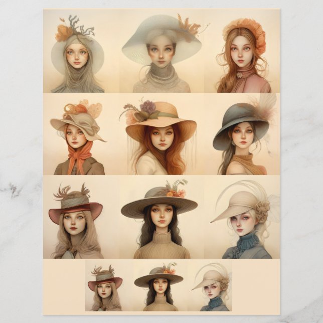 Papier casquette femmes vintages SCV 5 stylisées femmes (Devant)