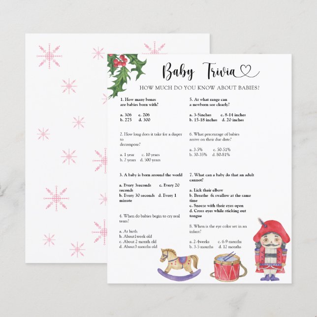 Papier Casse-Noisette - Bébé Quiz | Jeu de Baby Shower (Devant / Derrière)