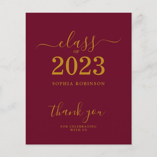 Papier Catégorie BUDGET de 2023 Gold Maroon Graduation (Devant)