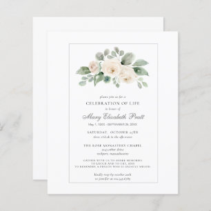 Papier Célébration budgétaire de la vie White Floral Invi