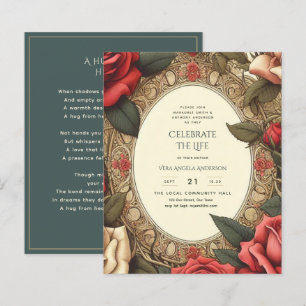 Papier Célébration de la vie avec des roses vintage Poème