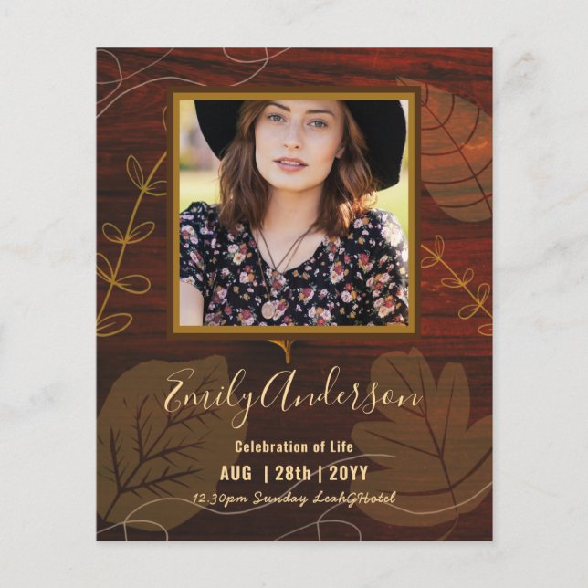 Papier CÉLÉBRATION DE LA VIE Funérailles Mémorial PHOTO B (Devant)