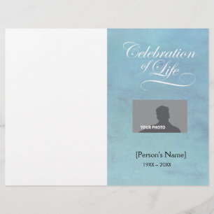 Papier Celebration of Life Memorial Program blue watercol
