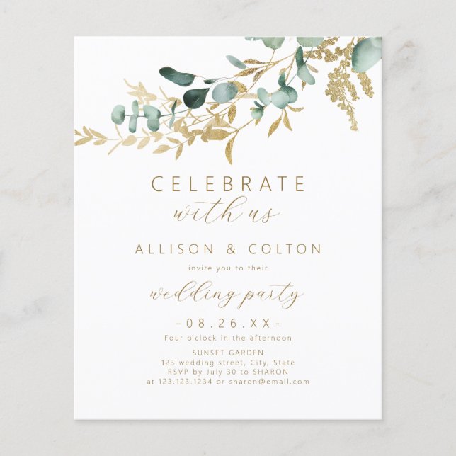 Papier Célébrez avec nous! eucalyptus rustique boho vert (Devant)