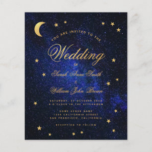 Papier Céleste Gold Star Moon Budget Faire-part de mariag