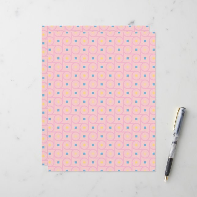 Papier Cercle de verrouillage rose moderne du milieu du s (Devant/Arrière en situation)