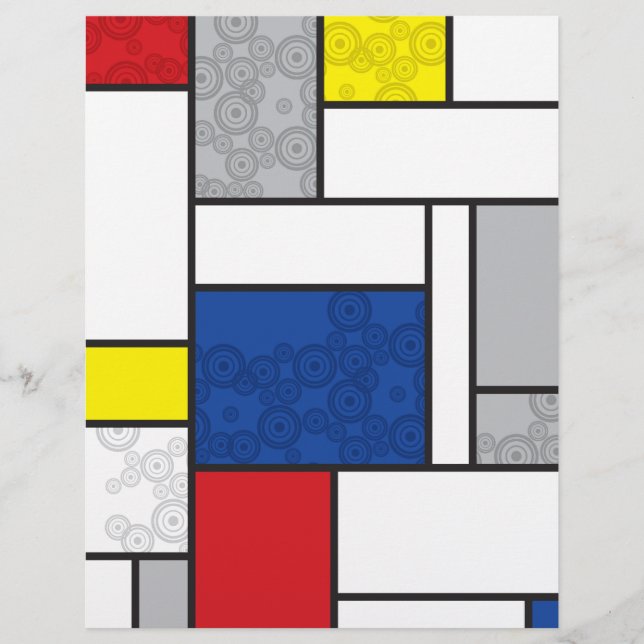 Papier Cercles Rétro Mondrial Minimaliste De Stijl Mod Ar (Devant)