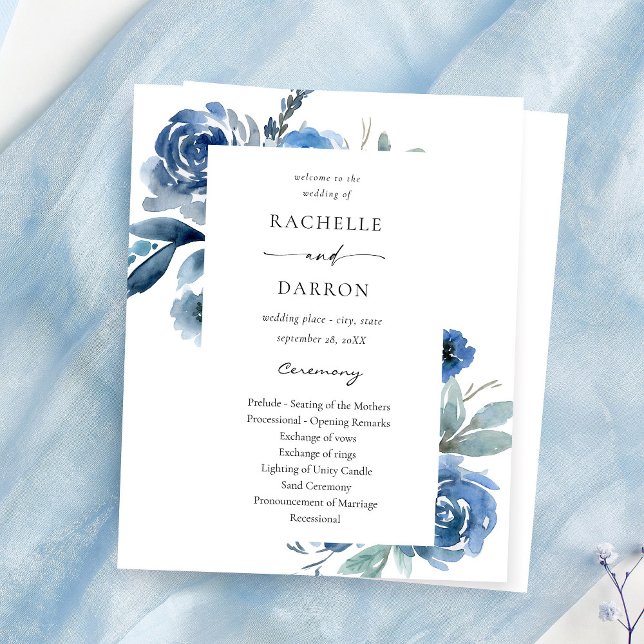 Papier Cérémonie des Mariages de la Flore Bleu et Bleu Bu (Créateur téléchargé)