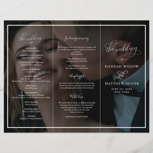 Papier Cérémonie du Mariage photo noir et blanc Vellum (Devant)
