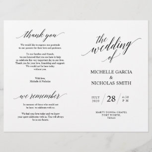Papier Cérémonie mariage Programmes, Élégance moderne Noi