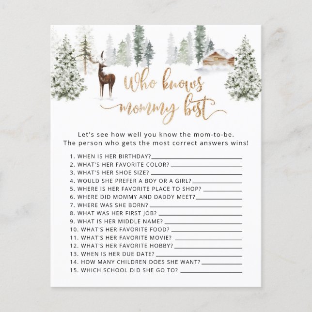 Papier Cerf de forêt Qui connaît maman meilleur jeu (Devant)